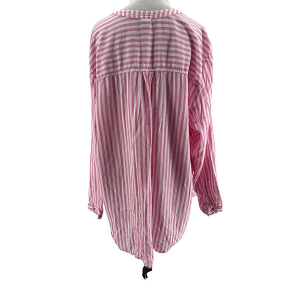 Old Navy Women's Pink White Striped Long Sleeve Beachy Tunic Blouse Size XXL - Picture 3 of 6